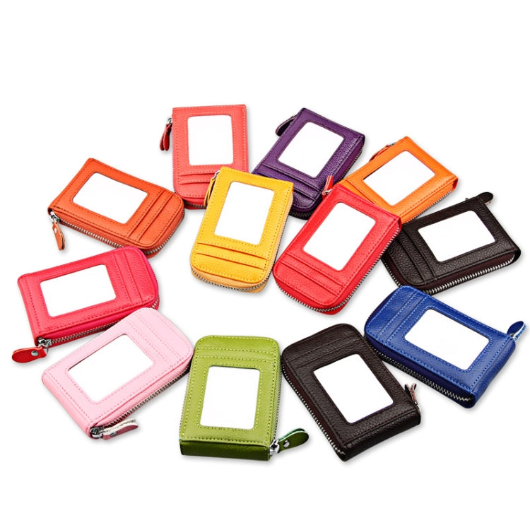 Genuine Cowhide Leather Solid Color Zipper Vertical Card Holder Wallet RFID Blocking Card Bag Protect Case with 12 Card Slots, Size: 11.5*7.5cm(Black) by bashfashion