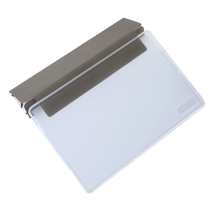 For Lenovo Tab P11 Pro (TB-XJ706F) Coloured Drawing Pattern Horizontal Flip Leather Case with Three-folding Holder(Pink Dinosaur) by bashfashion