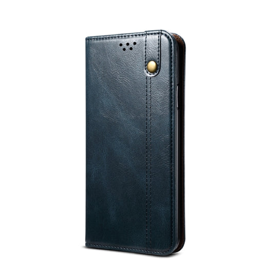 For Xiaomi Redmi Note10 4G (CN Version) / Note 10S (Global Official) Simple Wax Crazy Horse Texture Horizontal Flip Leather Case with Card Slots & Wallet(Navy Blue) by bashfashion