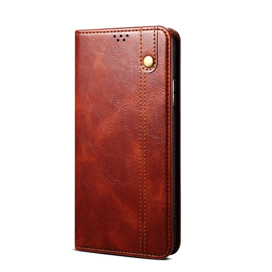 For Xiaomi 12/12S Simple Wax Crazy Horse Texture Leather Phone Case(Brown) by bashfashion