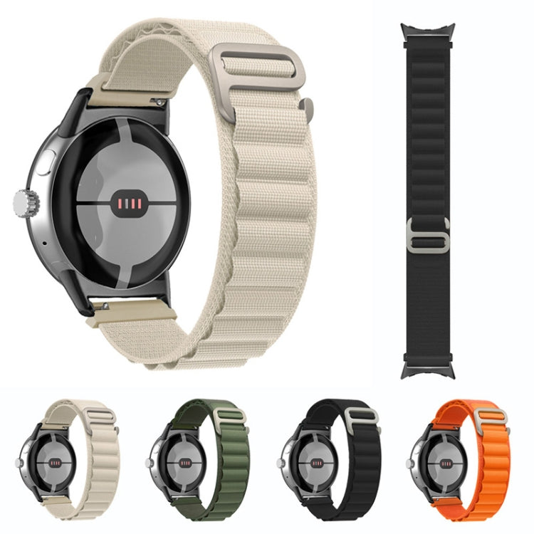 For Google Pixel Watch Nylon Loop Black Connector Watch Band(Green) by bashfashion