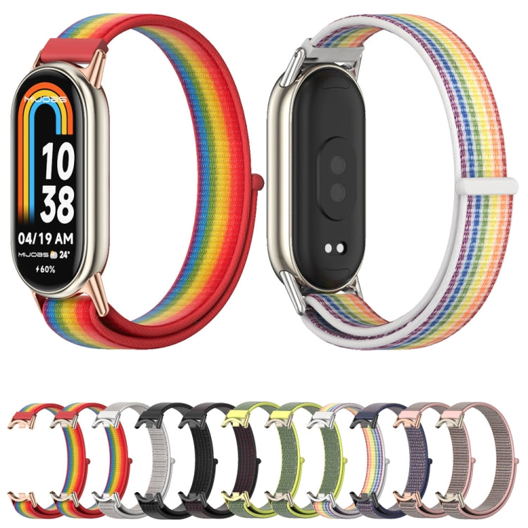 For Xiaomi Smart Band 10 / 9 / 8 Mijobs Breathable Nylon Loop Watch Band(Colorful Silver) by MIJOBS