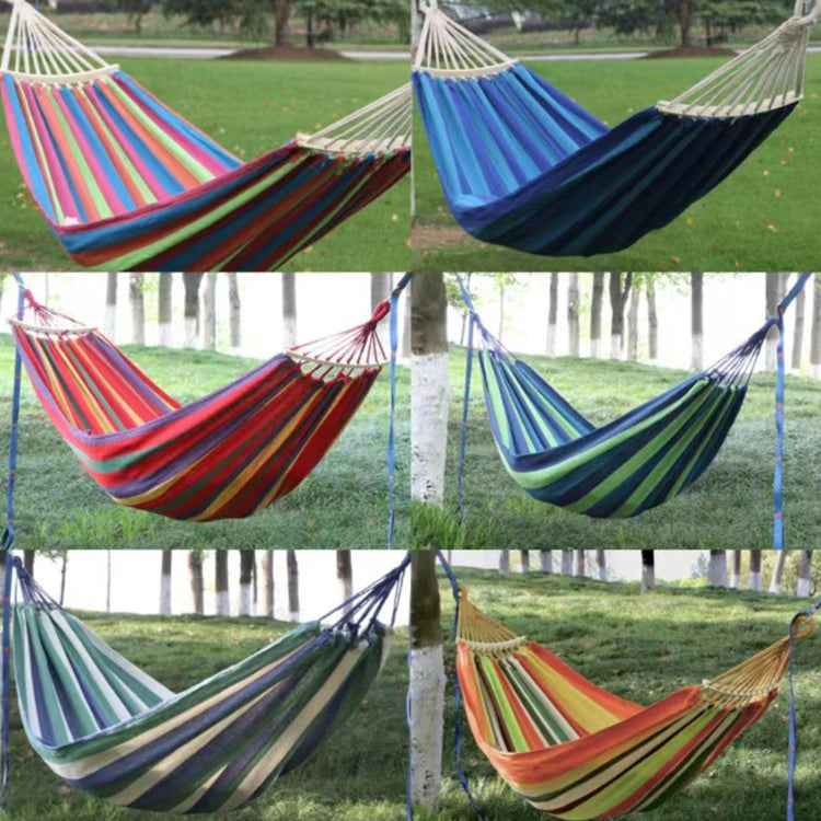 Outdoor Double Thickened Canvas Hammock Indoor Swing with Detachable Curved Rod, Size:200x100cm(Red White Stripe) by bashfashion