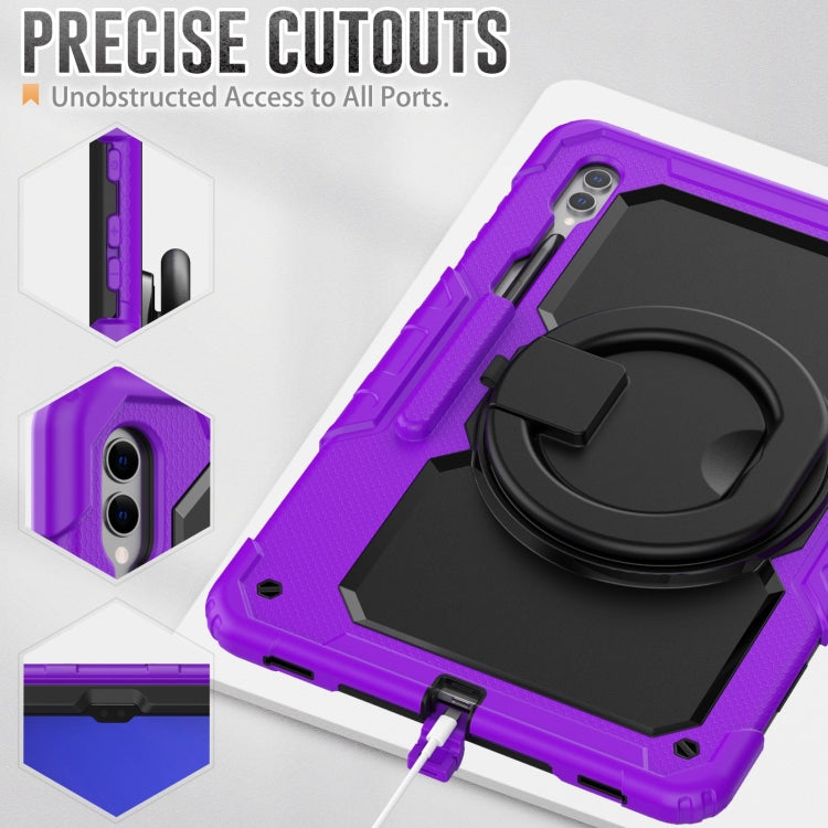 For Samsung Galaxy Tab S10 Ultra D Type Silicone Hybrid PC Tablet Case with Handle Holder(Purple) by bashfashion
