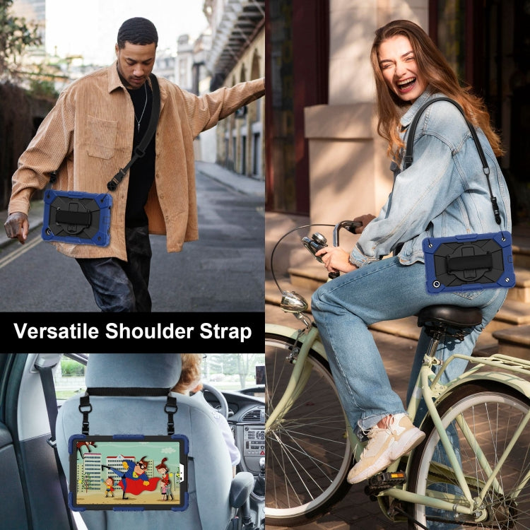 For Samsung Galaxy Tab A9 Contrast Color Robot C2 Silicone Hybrid PC Tablet Case(Navy Black) by bashfashion