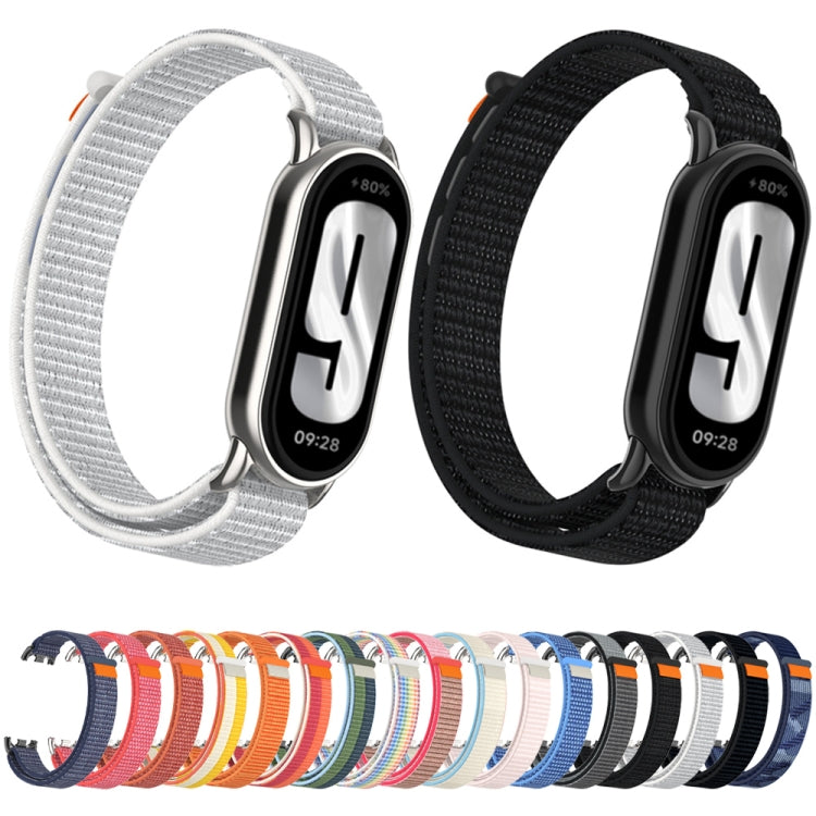 For Xiaomi Smart Band 9 / 8 Metal Connector + Loop Nylon Hook and Loop Fastener Watch Band(Anchor Gray) by bashfashion
