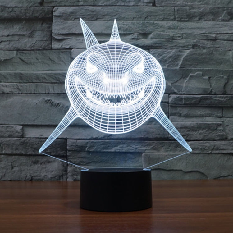 Positive Face Shark Style 3D Touch Switch Control LED Light , 7 Color Discoloration Creative Visual Stereo Lamp Desk Lamp Night Light by bashfashion