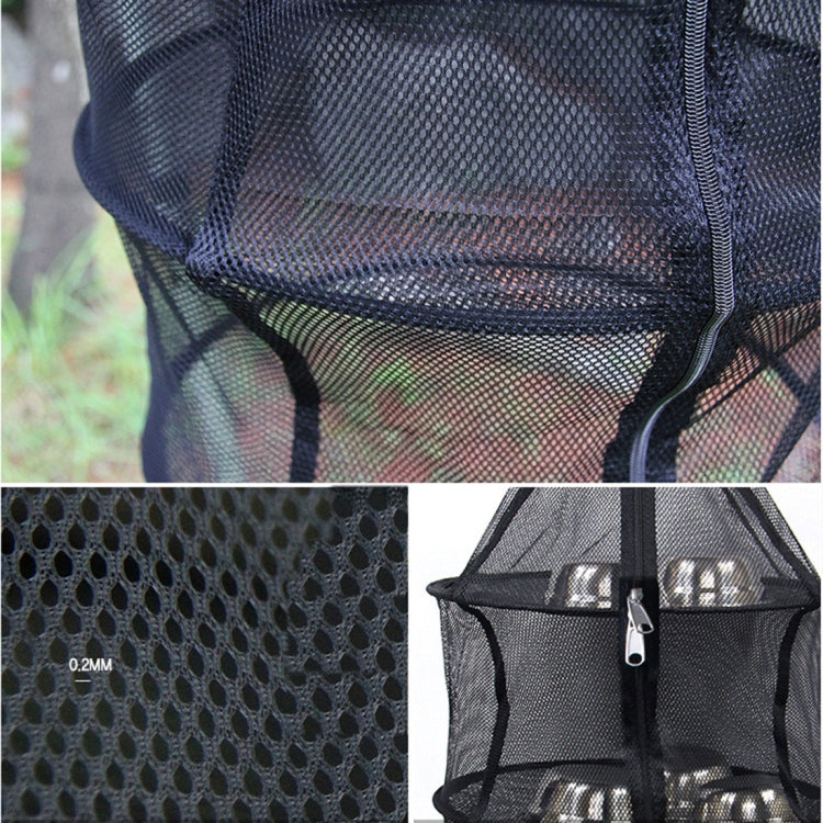 Camping Picnic Folding Tableware Vegetables Fruit Dry Net Hanging Mesh Dish Dryer Rack Shelf(Black) by bashfashion