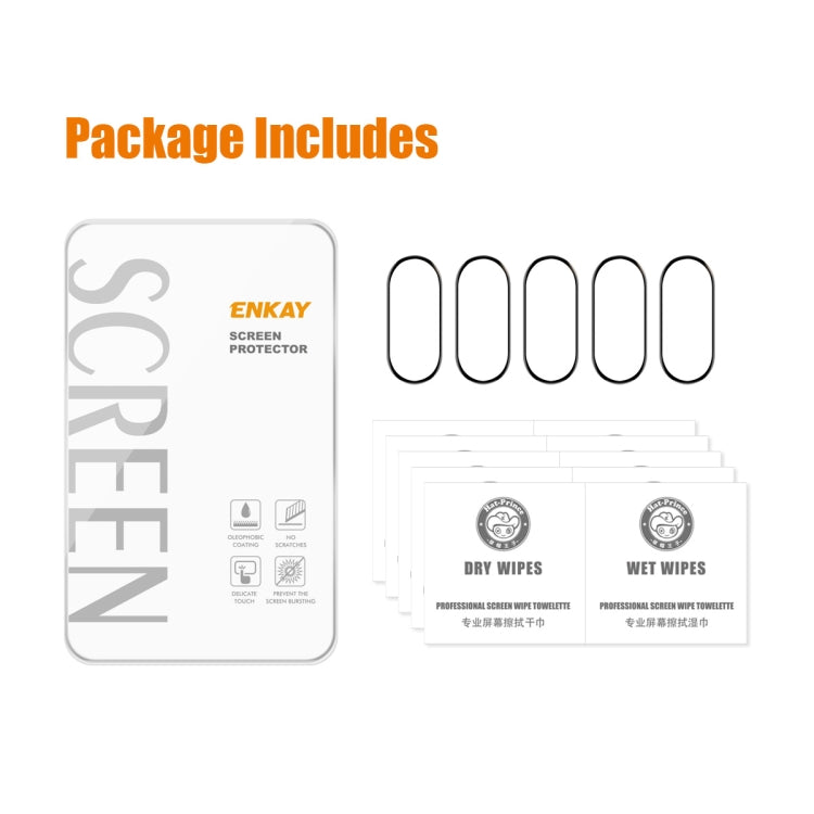 For Xiaomi Smart Band 9 5pcs ENKAY ENKAY 3D Full Coverage Soft PC Edge PMMA HD Screen Film by ENKAY