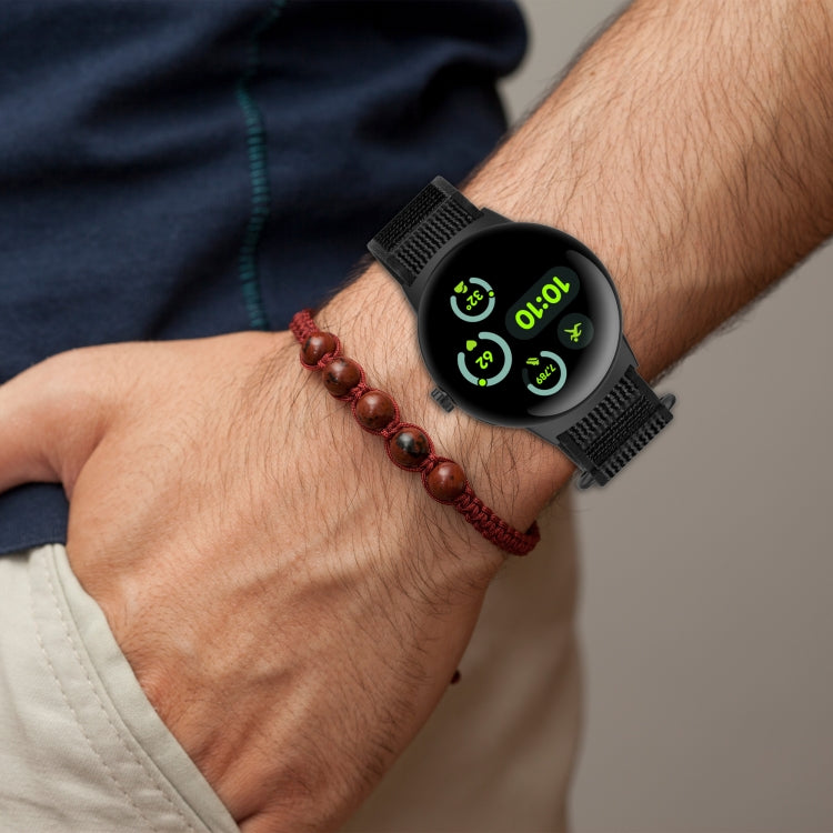 For Google Pixel Watch 3 41mm Nylon Woven Hook and Loop Fastener Watch Band(Blackish Green) by bashfashion