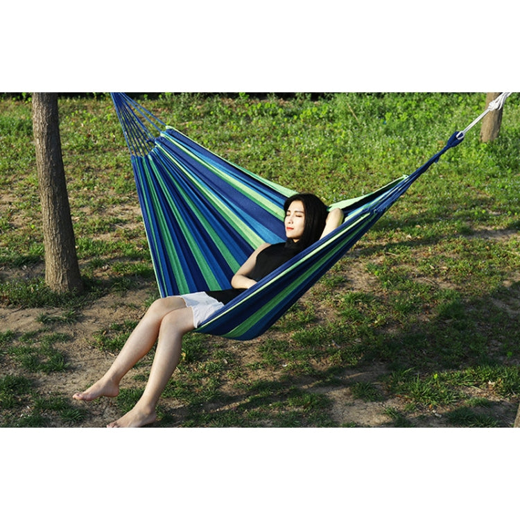 Thick Canvas Hammock Field Rollover Prevention Outdoor Hammock Swing 260x80 Non-stick Single (Blue Stripes) by bashfashion