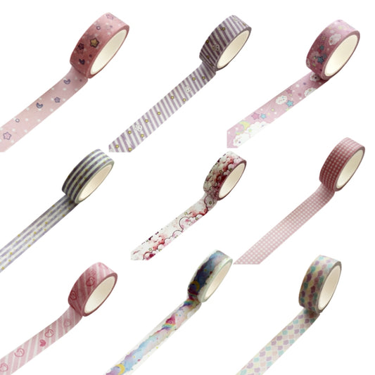 10 Rolls 8689 Pocket And Paper Tape DIY Diary Decoration Tape(Pink Loves Nebula) by bashfashion
