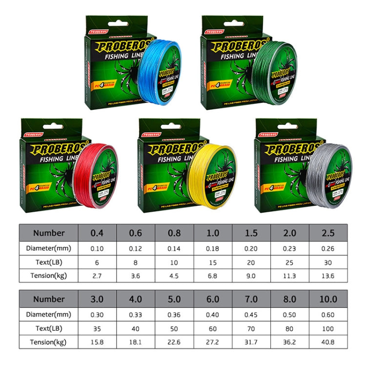 2 PCS PROBEROS 4 Edited 100M Strong Horse Fish Line, Line number: 8.0 / 80lb(Yellow) by PROBEROS