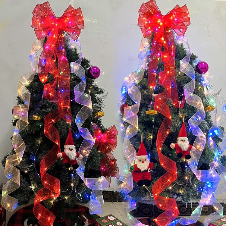 Christmas Ornament Double Light Board Yarn Ribbon String Lights, Specification: 4m(Silver Color Light) by bashfashion