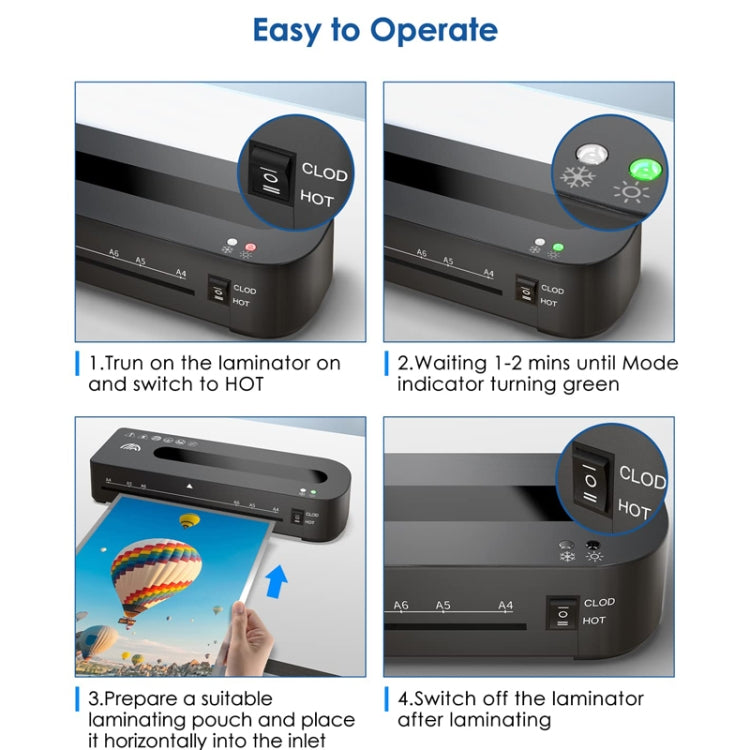 FN333 A4 Photo Laminating Machine With Hot And Cold Mode, Size: Set 2(EU Plug) by bashfashion