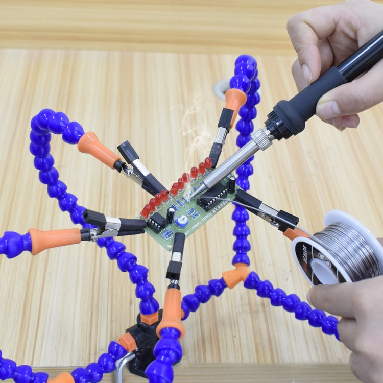 Phone PCB Circuit Board Repair Fixed Folder Welding Assisted DIY Model Clamping Tool, Style: 3 Claws+Magnifying Glass Lamp (Black) by bashfashion