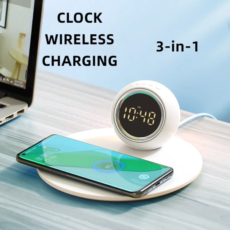K22T 15W Multifunctional Rotatable Clock Night Light Wireless Fast Charger, Color: Wheat-color by bashfashion