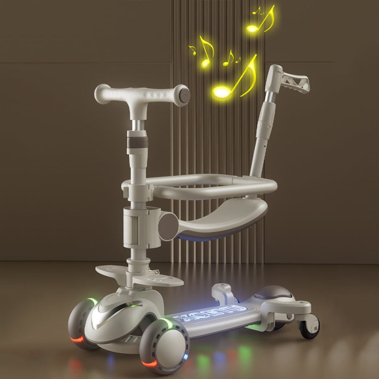 XOEYU K8 Multifunctional Adjustable Folding Children Scooter with Music and Lights, Color: Single Green by XOEYU
