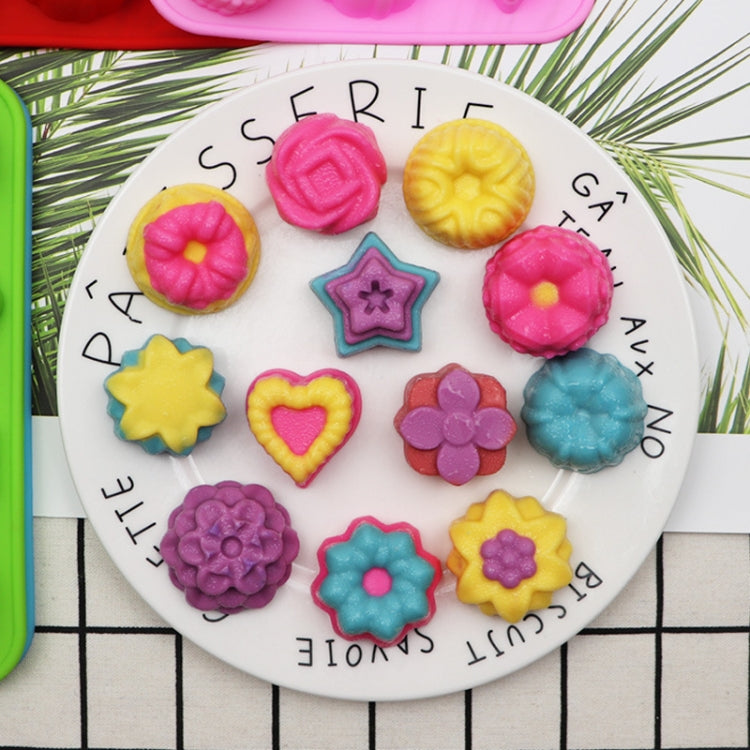 12 Grids Different Flower Grass Shape Silicon Model Kitchen Baking Cake Model DIY Handmade Soap Mould, Specification: Pink Heavy Model by bashfashion