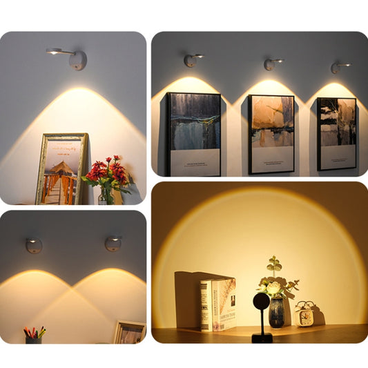 Rechargeable LED Motion Sensor Wireless Spotlight Dimmable Picture Light 1200mAH(Black) by bashfashion