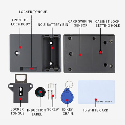 T3 ABS Magnetic Card Induction Lock Invisible Bilateral Open Cabinet Door Lock (Black) by bashfashion