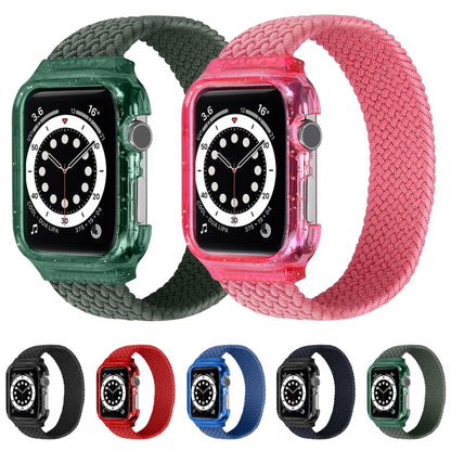 Weave Wrist Strap Watch Bands with Frame For Apple Watch Series 7 41mm / & 6 & SE & 5 & 4 40mm , Length:128mm(Red) by bashfashion