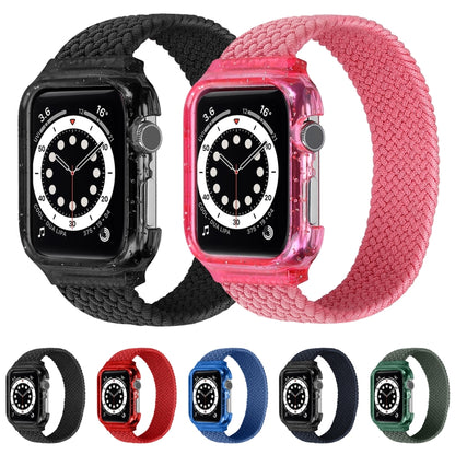 Weave Wrist Strap Watch Bands with Frame For Apple Watch Series 9&8&7 41mm / SE 3&SE 2&6&SE&5&4 40mm / 3&2&1 38mm, Length:145mm(Black) by bashfashion