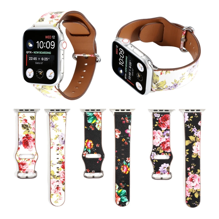 For Apple Watch Series 7 45mm / 6 & SE & 5 & 4 44mm / 3 & 2 & 1 42mm Floral Strap Watch Band(White Pink) by bashfashion