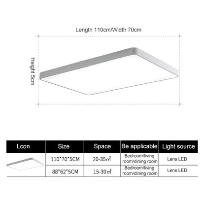 Macaron LED Rectangle Ceiling Lamp, 3-Colors Light, Size:110x70cm(Blue) by bashfashion