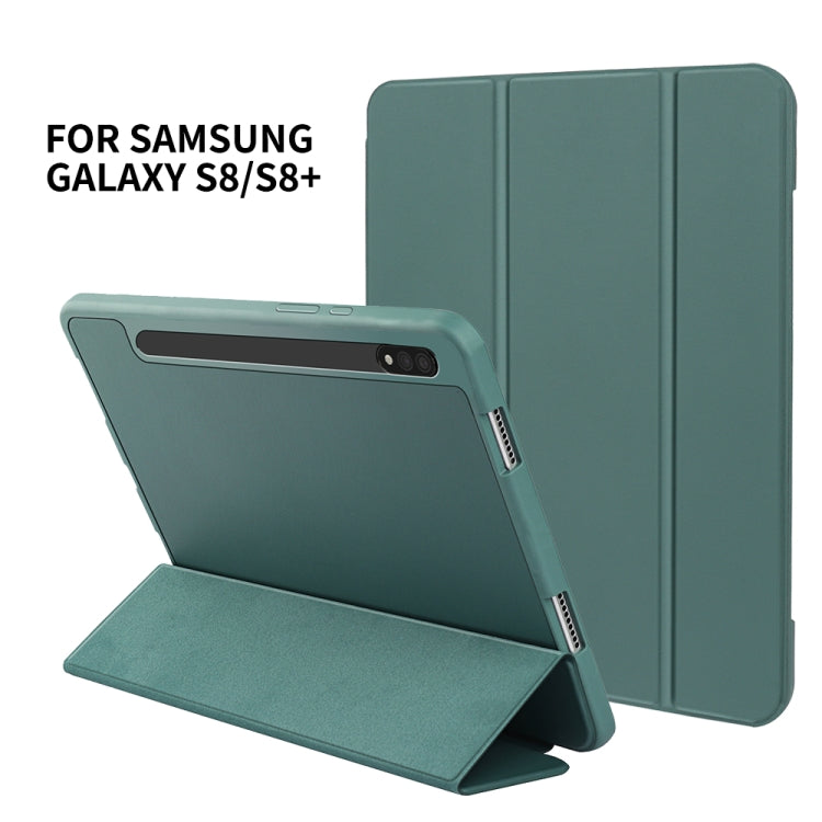 For Samsung Galaxy Tab S8+ / X800 3-folding Honeycomb TPU Smart Leather Tablet Case(Green) by bashfashion