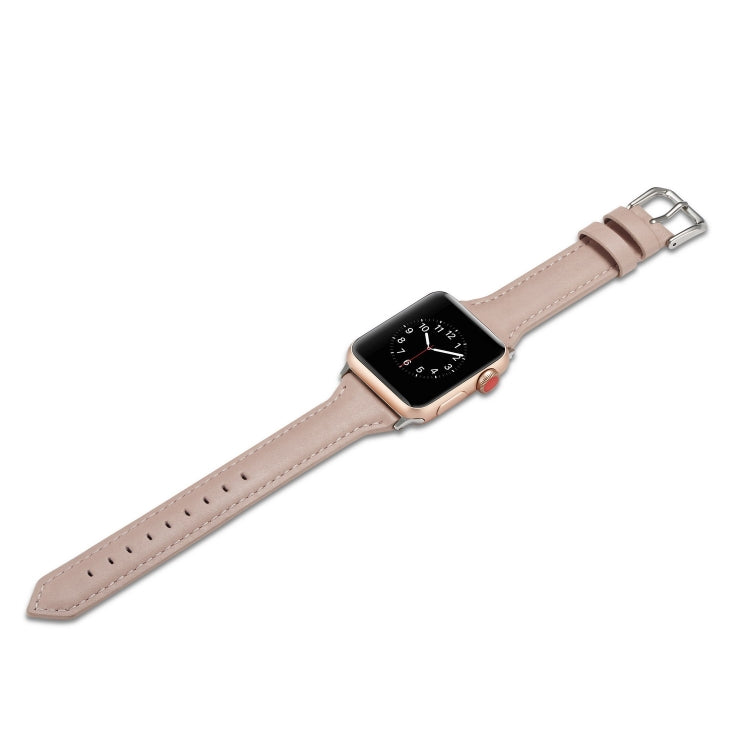 For Apple Watch 5/4 44mm & 3/2/1 42mm Thin Leather Watch Band(Pink) by bashfashion