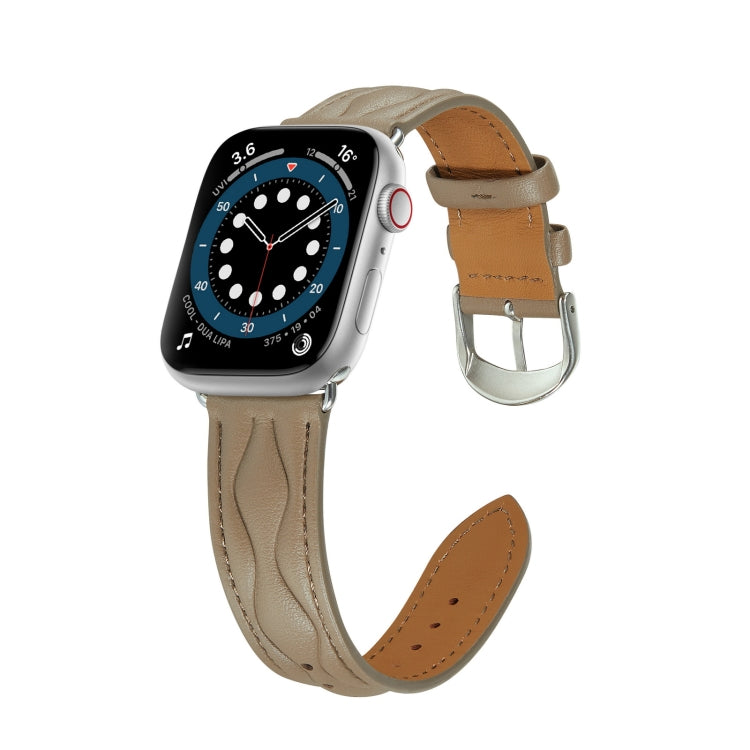 Hyperbolic Wave Leather Strap For Apple Watch Series 8&7 41mm / SE 2&6&SE&5&4 40mm / 3&2&1 38mm(Grey) by bashfashion