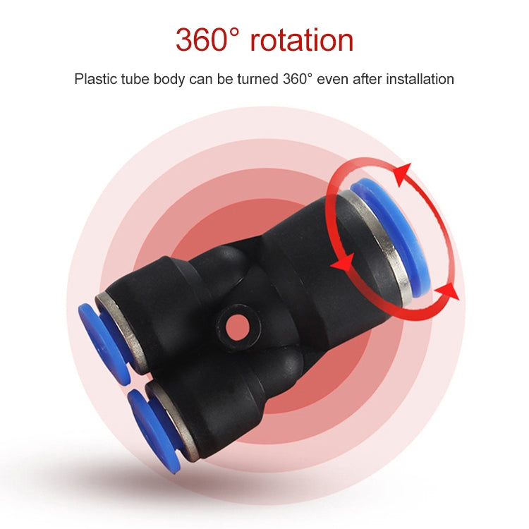 PW16-12 LAIZE 2pcs Plastic Y-type Tee Reducing Pneumatic Quick Fitting Connector by LAIZE