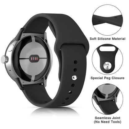 For Google Pixel Watch Solid Color Reverse Buckle Silicone Watch Band(Black) by bashfashion