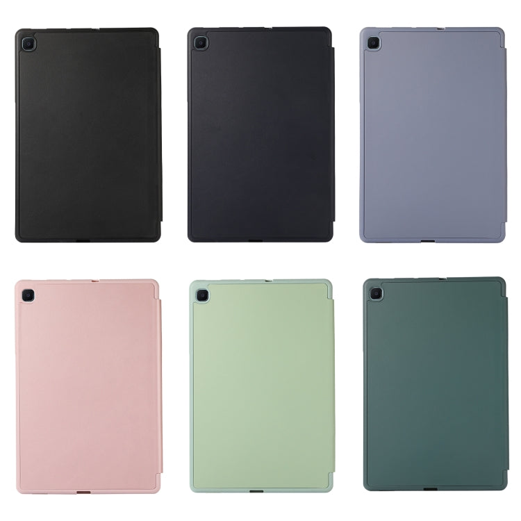 For Samsung Galaxy Tab S6 Lite/Tab S6 Lite 2022 Solid Color 3-folding Leather Tablet Case(Dark Green) by bashfashion