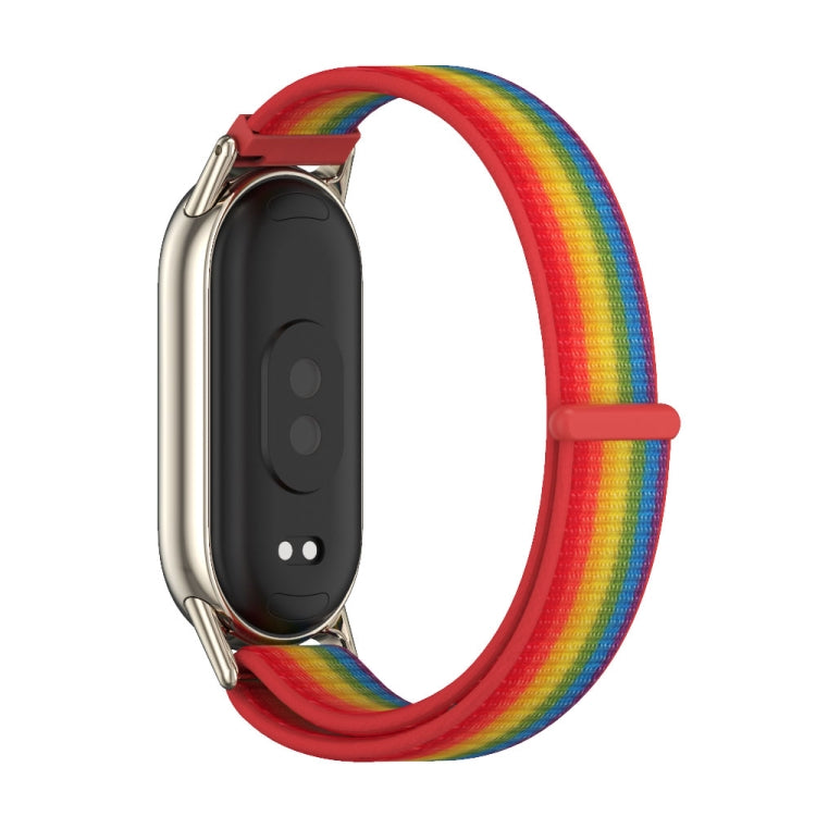 For Xiaomi Smart Band 10 / 9 / 8 Mijobs Breathable Nylon Loop Watch Band(Rainbow Light Gold) by MIJOBS