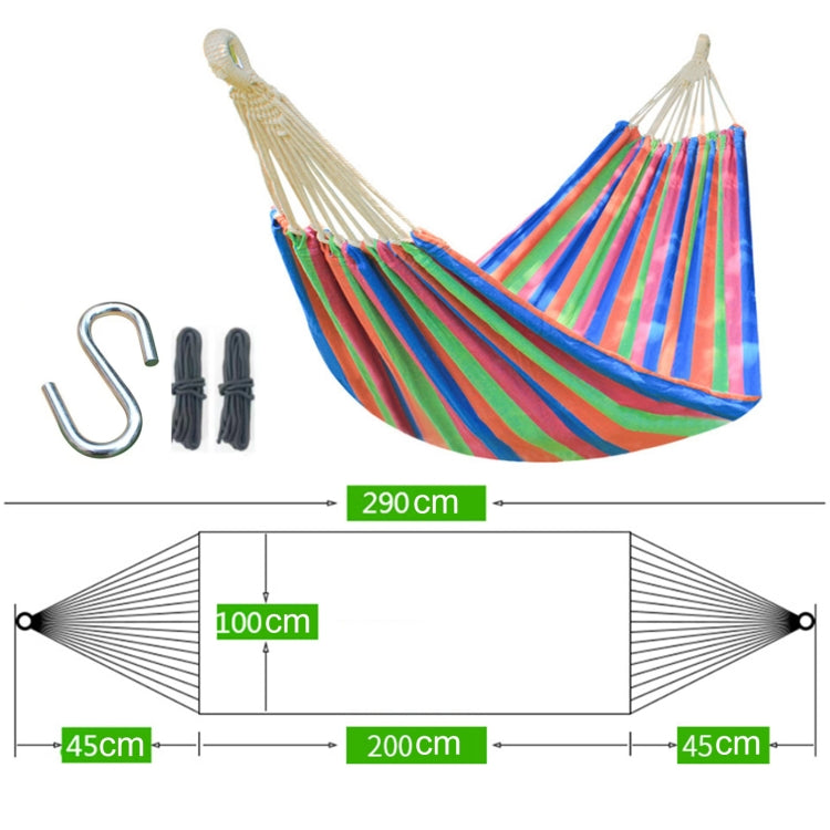 Outdoor Double Thickened Canvas Hammock Indoor Swing with Detachable Curved Rod, Size:190x100cm(Green Stripe) by bashfashion