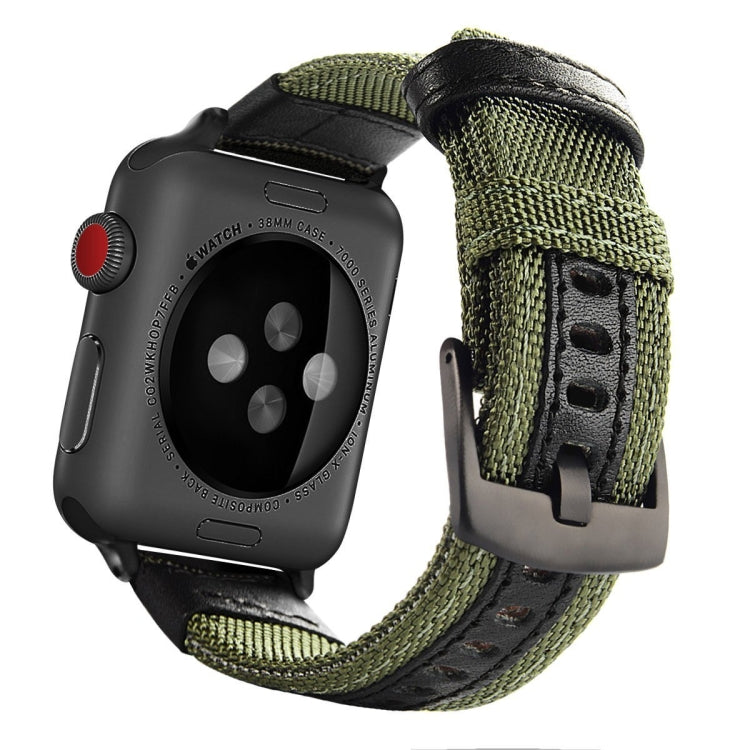 For Apple Watch Series 7 41mm / 6 & SE & 5 & 4 40mm / 3 & 2 & 1 38mm Nylon Watch Band(Army Green) by bashfashion