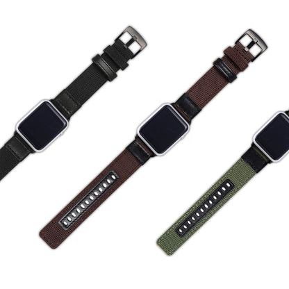 For Apple Watch Series 7 41mm / 6 & SE & 5 & 4 40mm / 3 & 2 & 1 38mm Nylon Watch Band(Army Green) by bashfashion