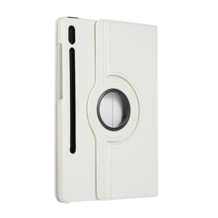 For Samsung Galaxy Tab S10 FE / S9 FE / S9 Litchi Texture 360 Degrees Rotation Holder Leather Tablet Case(White) by bashfashion