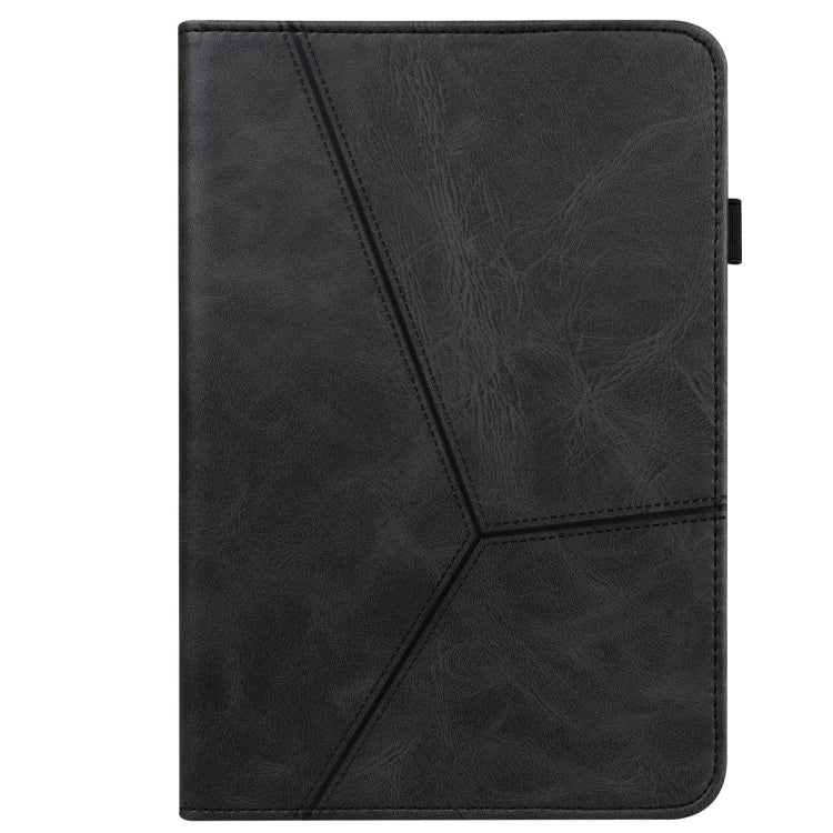 For Samsung Galaxy Tab A9 Solid Color Stripe Embossed Leather Tablet Case(Black) by bashfashion