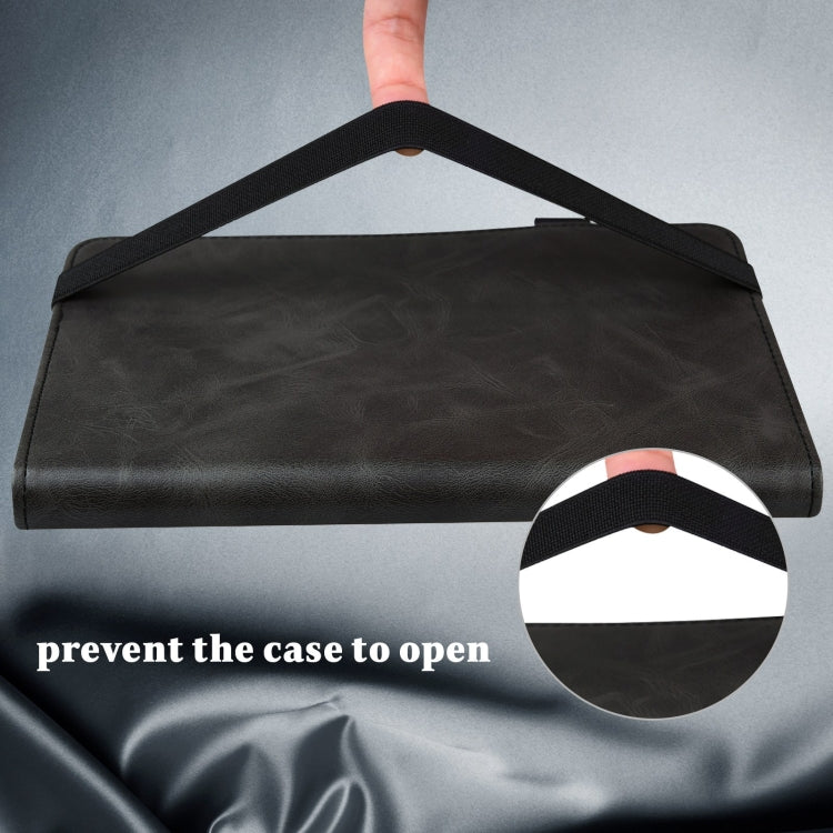 For Samsung Galaxy Tab A9+ Solid Color Stripe Embossed Leather Tablet Case(Black) by bashfashion