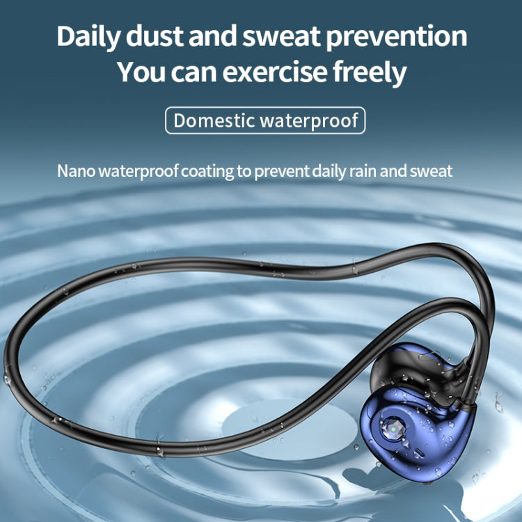 A59 Open Air Conduction Built-in Microphone Wireless Bluetooth Neckband Earphone(Blue) by bashfashion