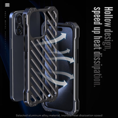 For iPhone 15 Plus R-JUST RJ-50 Hollow Breathable Armor Metal Phone Case(Space Grey) by R-JUST