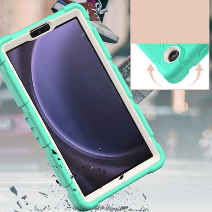 For Samsung Galaxy Tab A9 / Tab A11 3-Layer Protection Screen Frame + PC + Silicone Shockproof Combination Tablet Case with Holder(Mint Green) by bashfashion