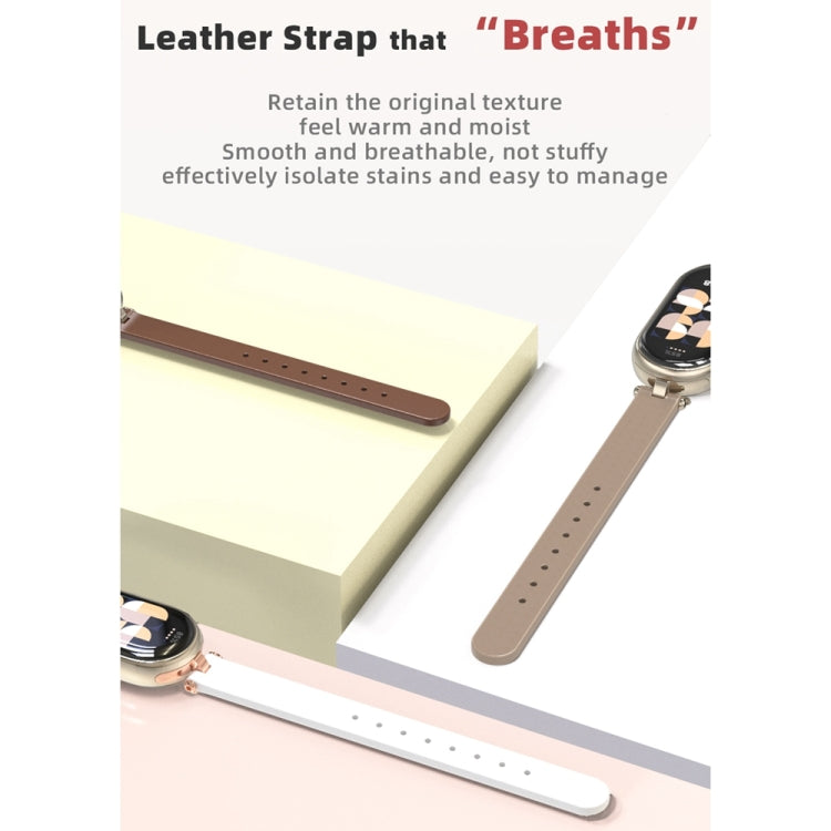 For Xiaomi Smart Band 10 / 9 / 8 Mijobs First Layer Cowhide Watch Band(Apricot Rose Gold) by MIJOBS