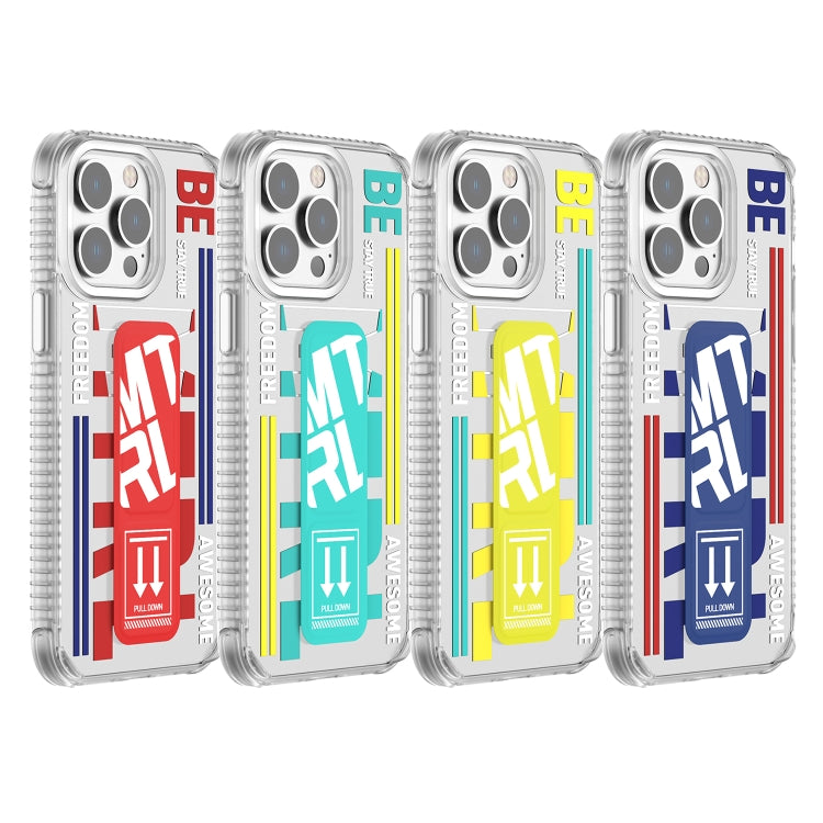 For iPhone 15 Pro Max Mutural Cyber Series TPU Phone Case with IML Stand(Yellow) by Mutural