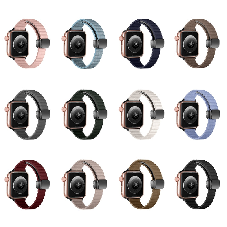 For Apple Watch Ultra 2 49mm Water Ripple Magnetic Folding Buckle Watch Band, Style: Thin Version(Grey) by bashfashion