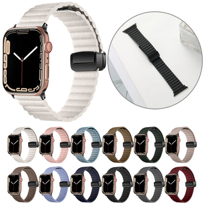 For Apple Watch Ultra 2 49mm Water Ripple Magnetic Folding Buckle Watch Band, Style: Bold Version(Khaki) by bashfashion