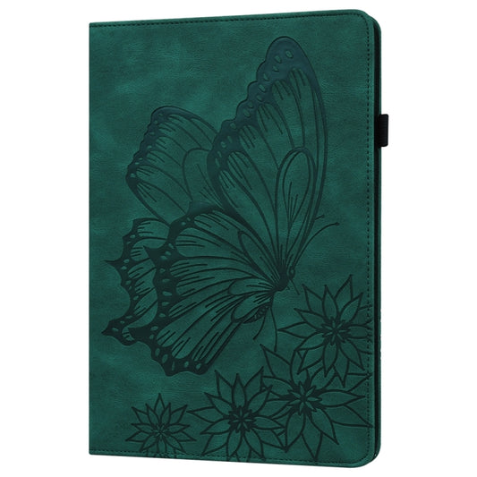 For Samsung Galaxy Tab S9 Ultra / S8 Ultra Big Butterfly Embossed Leather Tablet Case(Green) by bashfashion